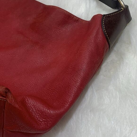 Dooney and Bourke Red Leather Large O Ring Calf Leather Hobo Purse - Picture 14 of 16